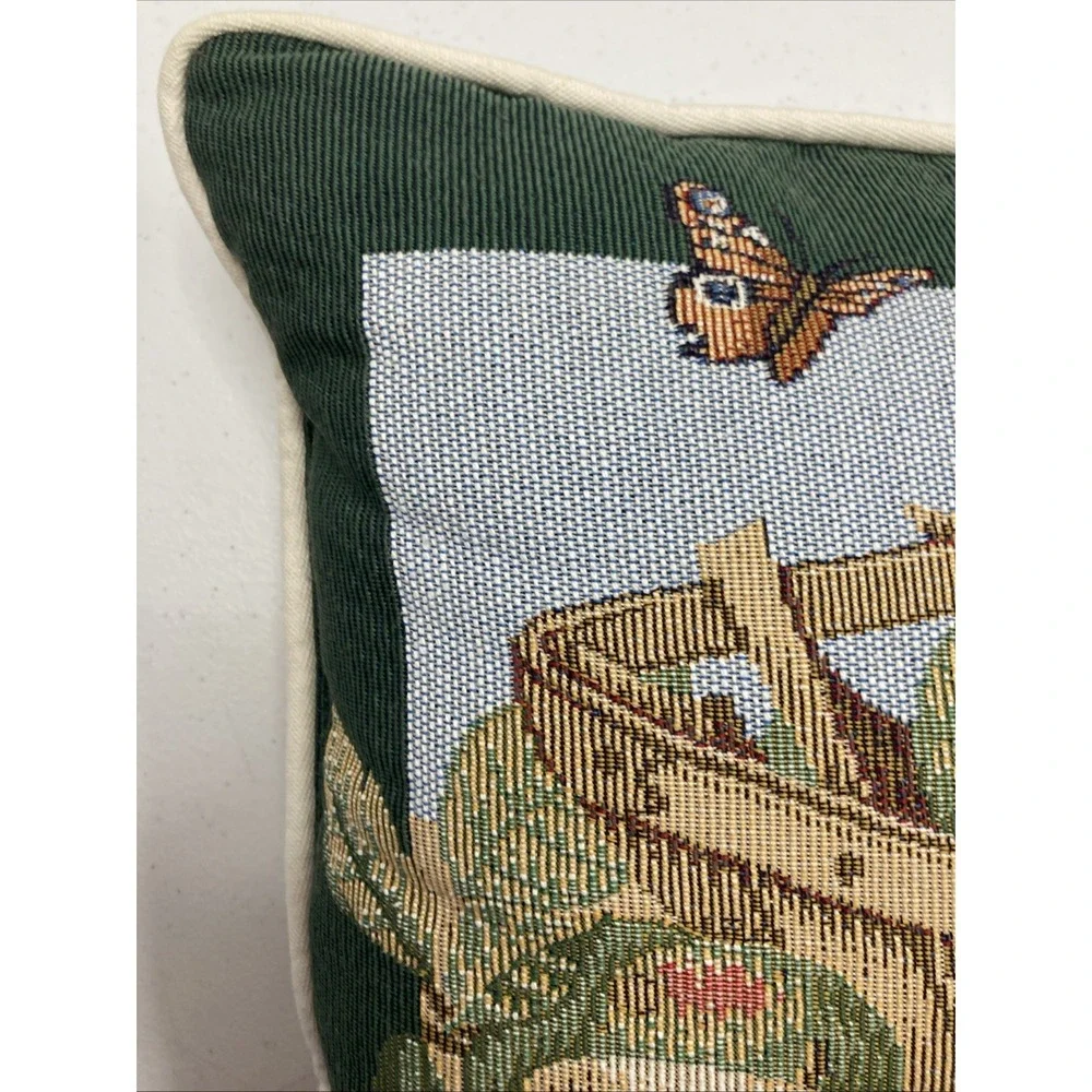 Vtg Marjolein Bastin Tapestry Throw Pillow Apple Fruit Basket Butterfly 16x12